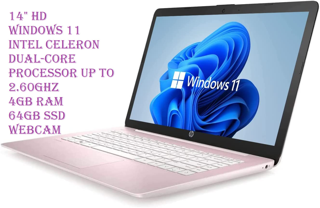 HP HD Windows 11 14″ Laptop Dual-Core Processor Up to 2.60GHz 4GB RAM 64GB SSD