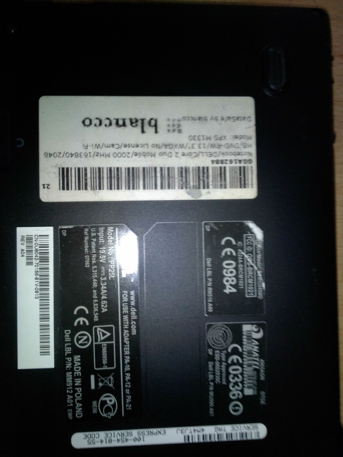 Dell XPS PP25L LAPTOP 13.3 FOR PARTS
