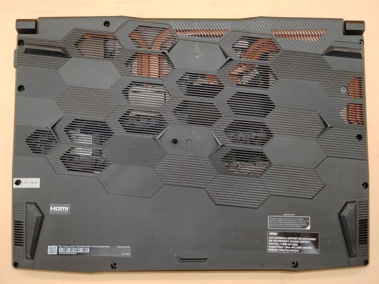 MSI Katana GF66 11UD 15.6″ i7-11800H 32GB 1TB SSD RTX 3050 Ti Win11 *NO AC**READ