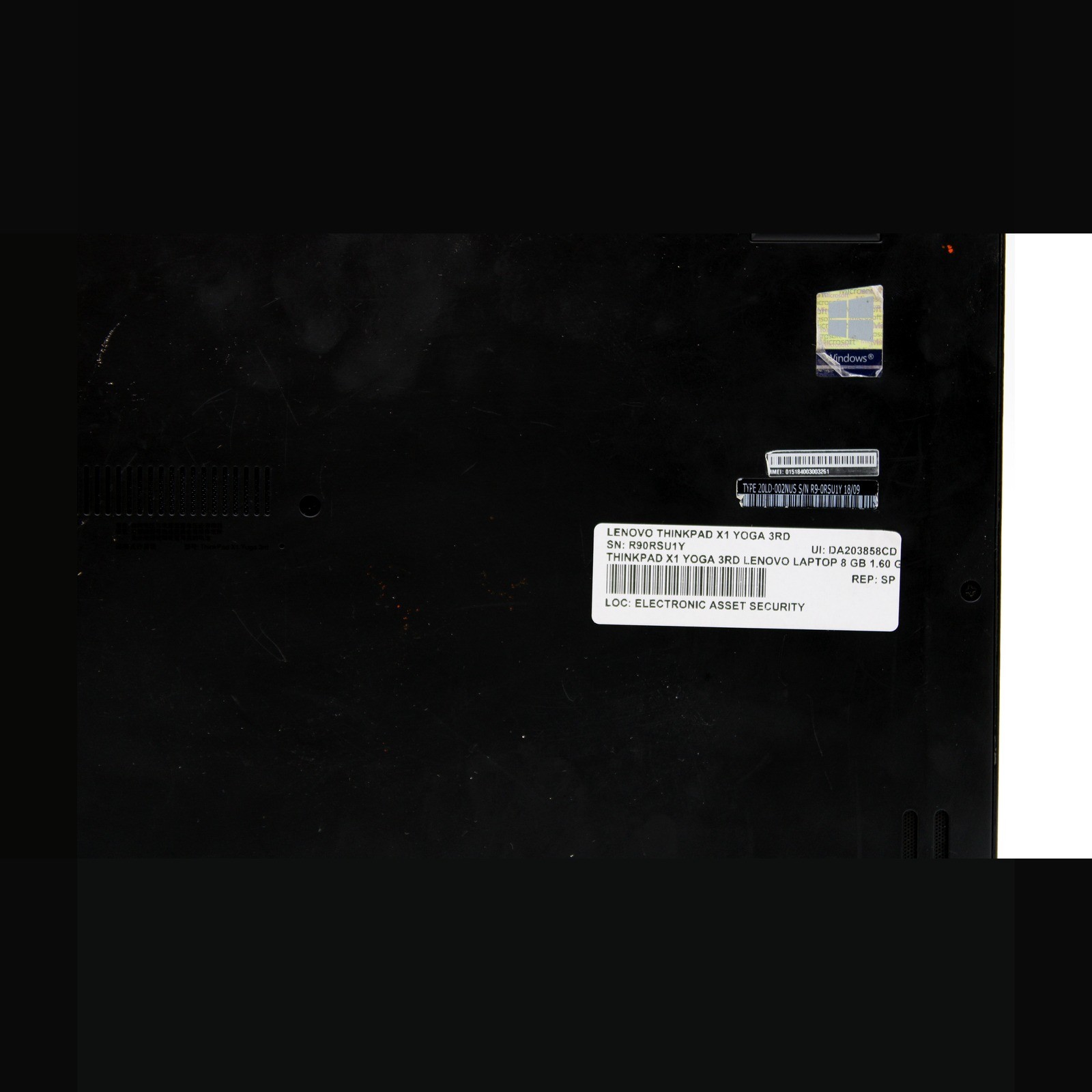 Lenovo ThinkPad X1 Yoga 3rd Gen 14in i5-8250U 8GB No OS, Drive, Power Cord