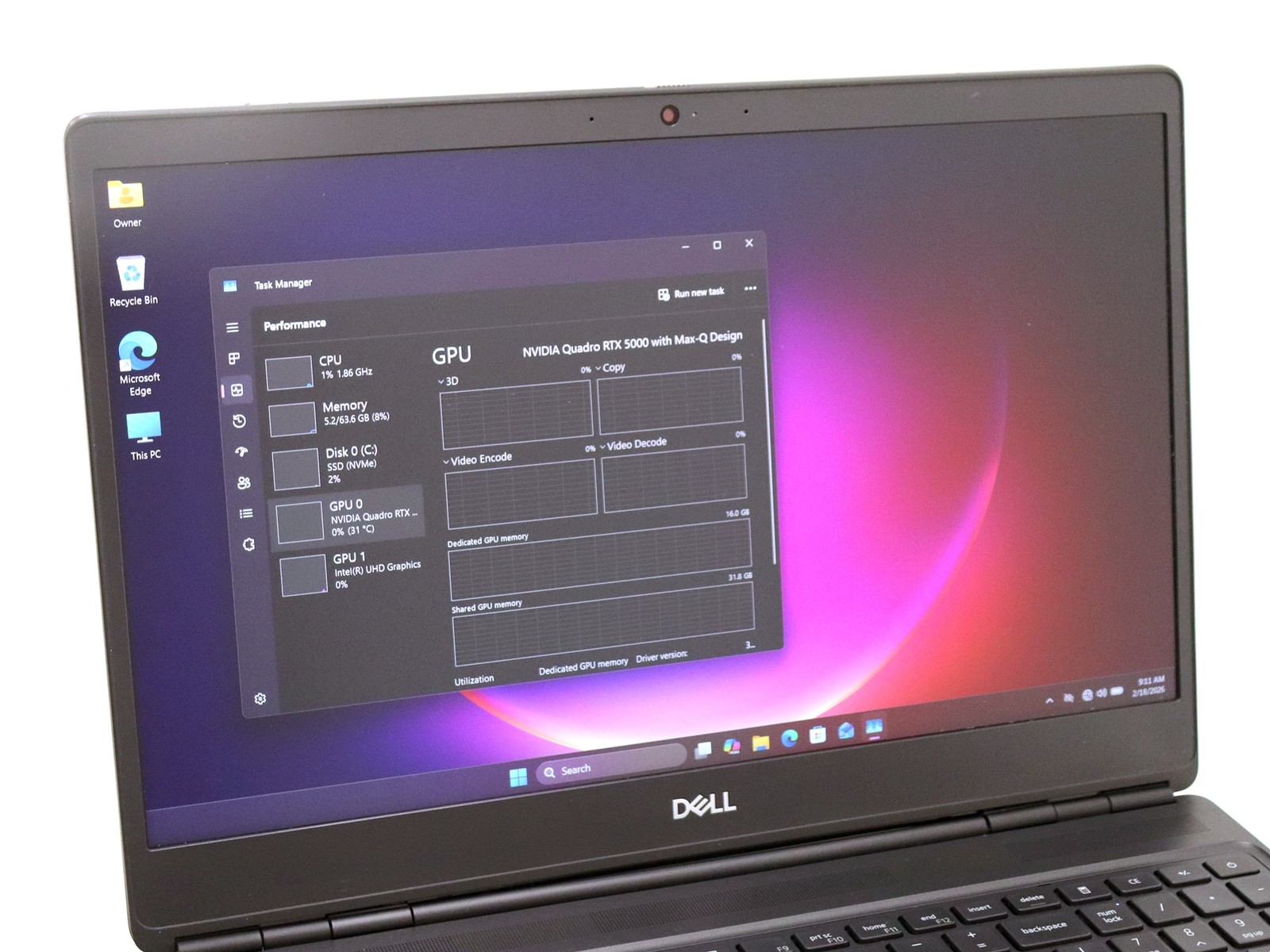 Dell Precision 7550 15.6″ Core i9-10885H 64GB 1TB NVMe W11P Quadro RTX 5000 READ