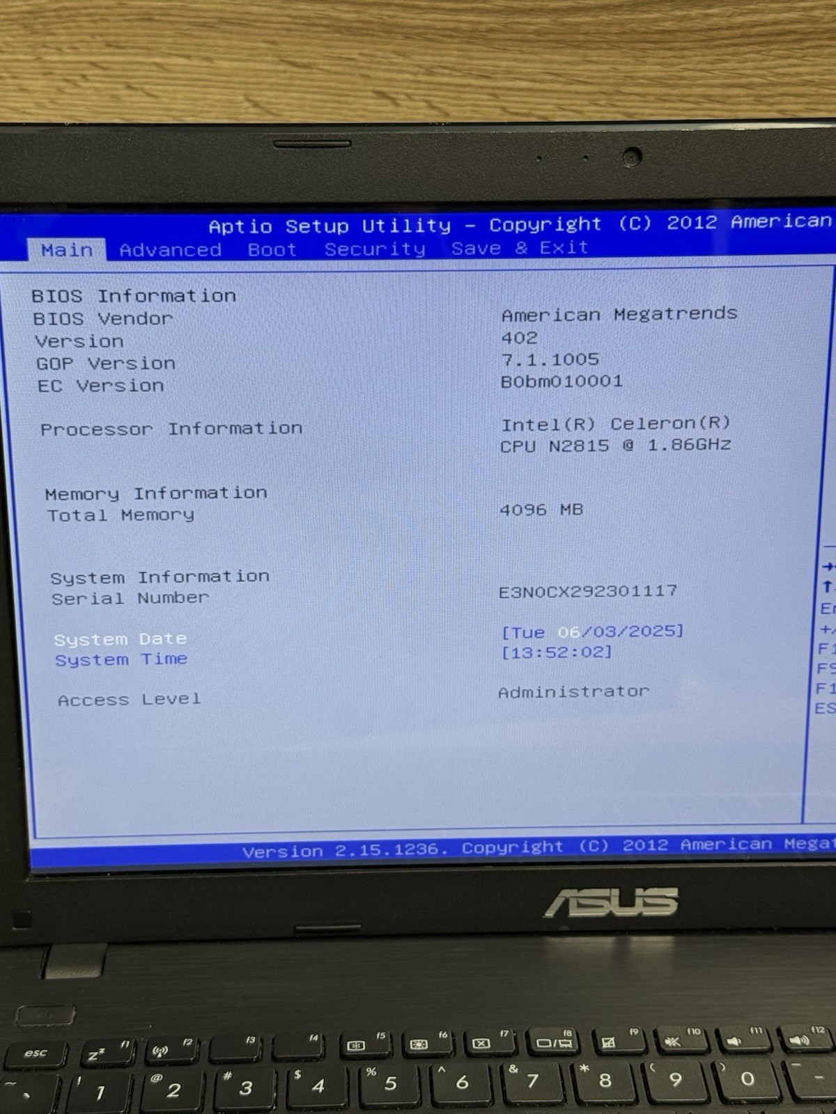ASUS D550M 15.6″ Intel Celeron N2815 1.86GHz 4GB RAM No Ssd/power Supplier #3