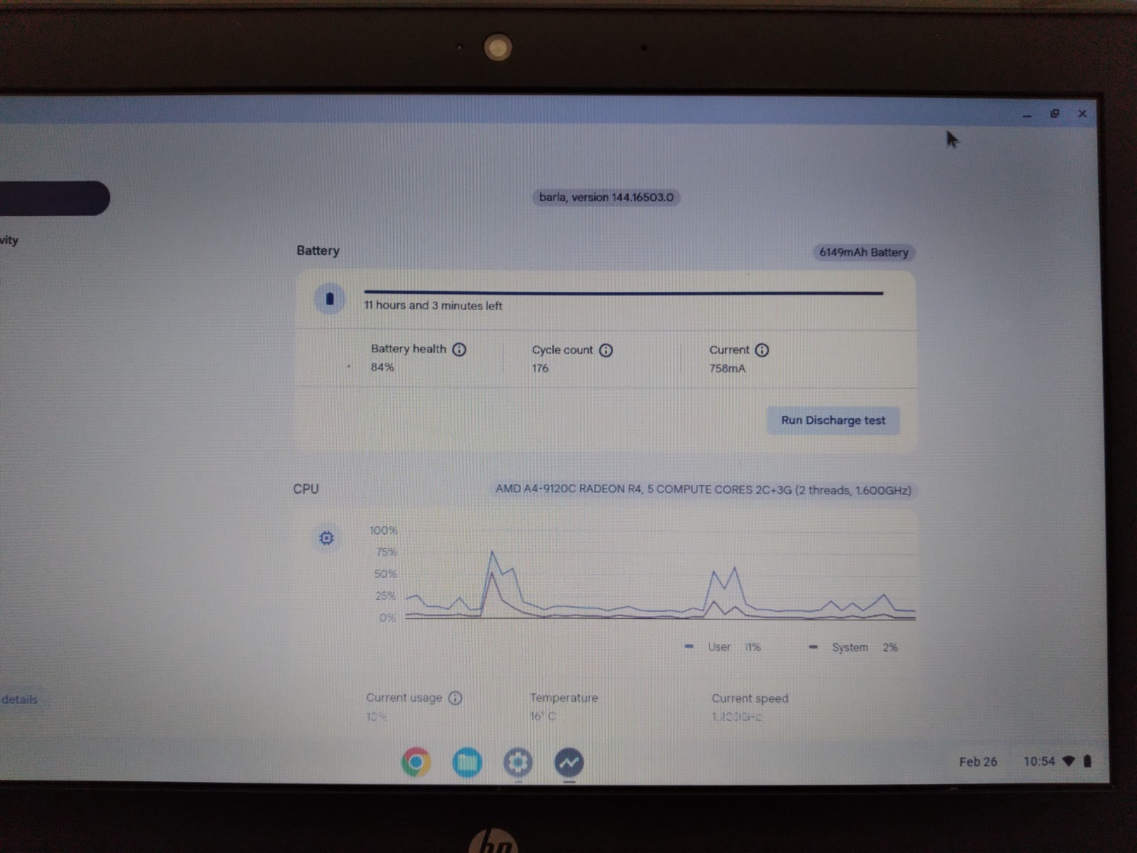 HP Chromebook 11A G8 EE 11″ HD Webcam AMD A4-CPU 9120C @1.6GHz 32GB SSD 4GB RAM