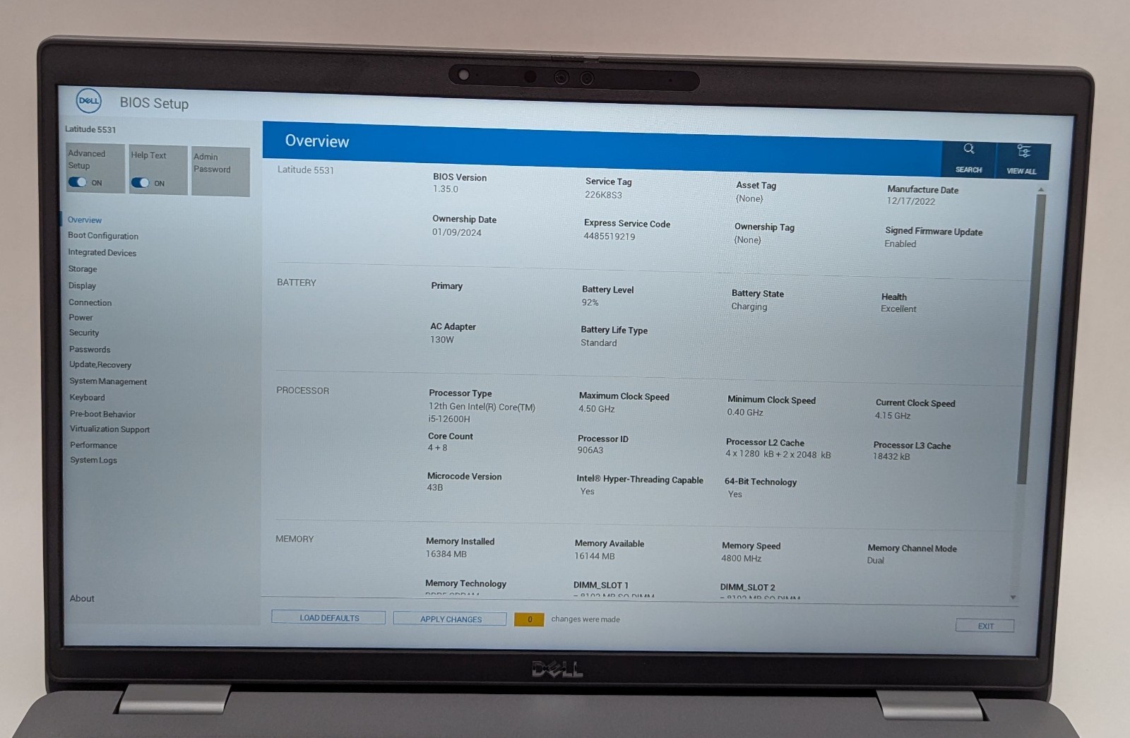 Dell Latitude 5531 15.6″ Touch Laptop i5-12600H 16GB RAM 512GB NVMe MX550 Win 11