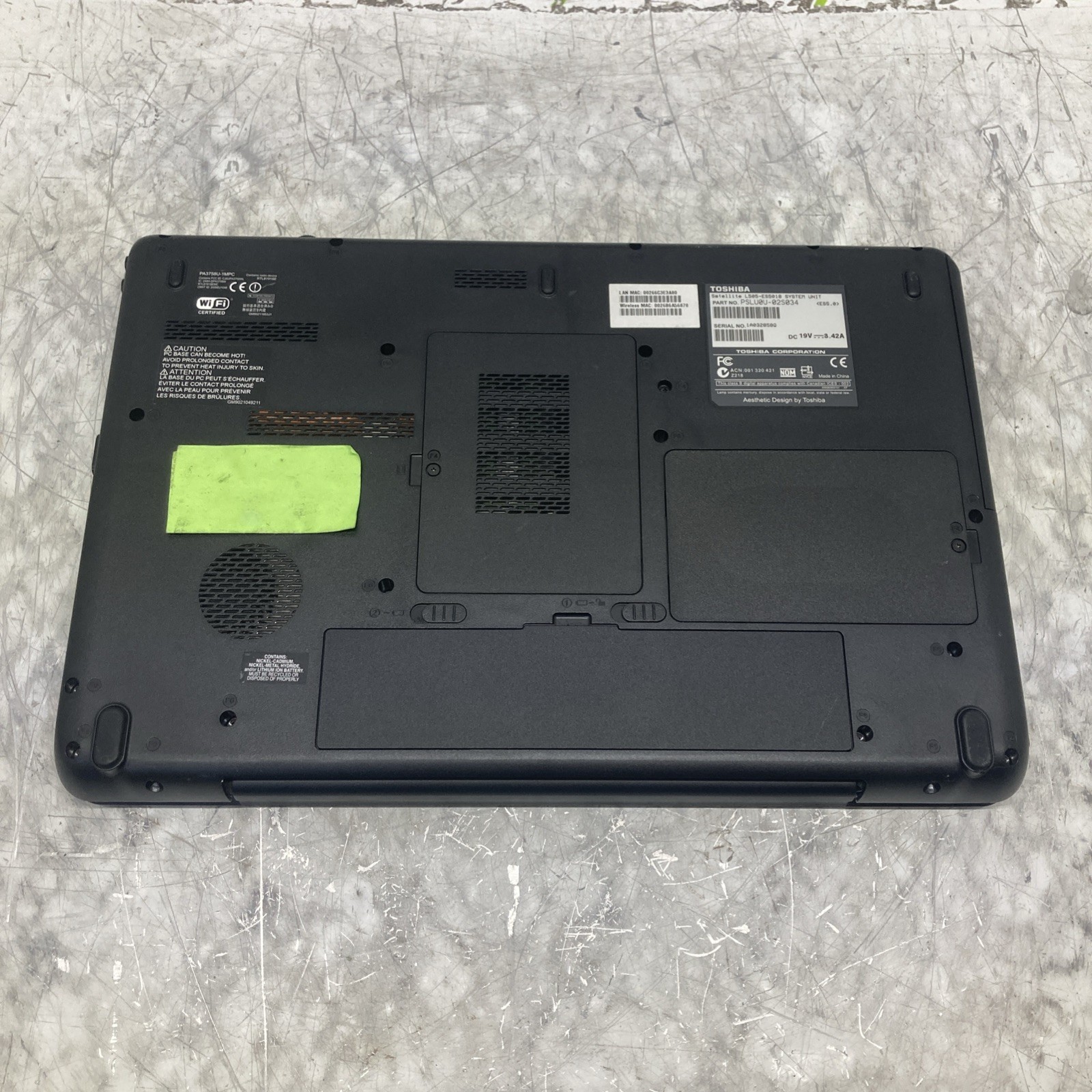 Toshiba Satellite L505 Pentium Dual-Core T4400 2.20GHz 3GB no HDD Boot to BIOS