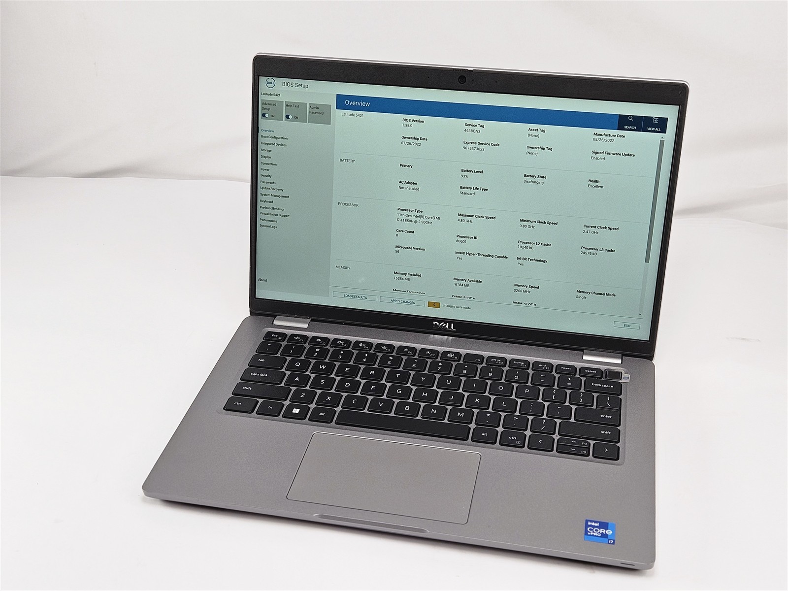 Dell Latitude 5421 14″ 2.5GHz i7-11850H 16GB RAM 256GB SSD No OS discoloration