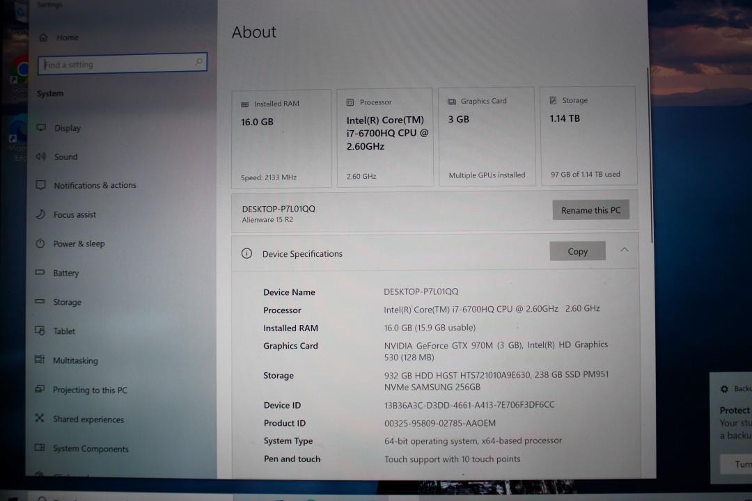 Alienware 15 R2 15.6″ Gaming Laptop i7 NVIDIA GeForce GTX 970M 1TB 256 SSD 16GB