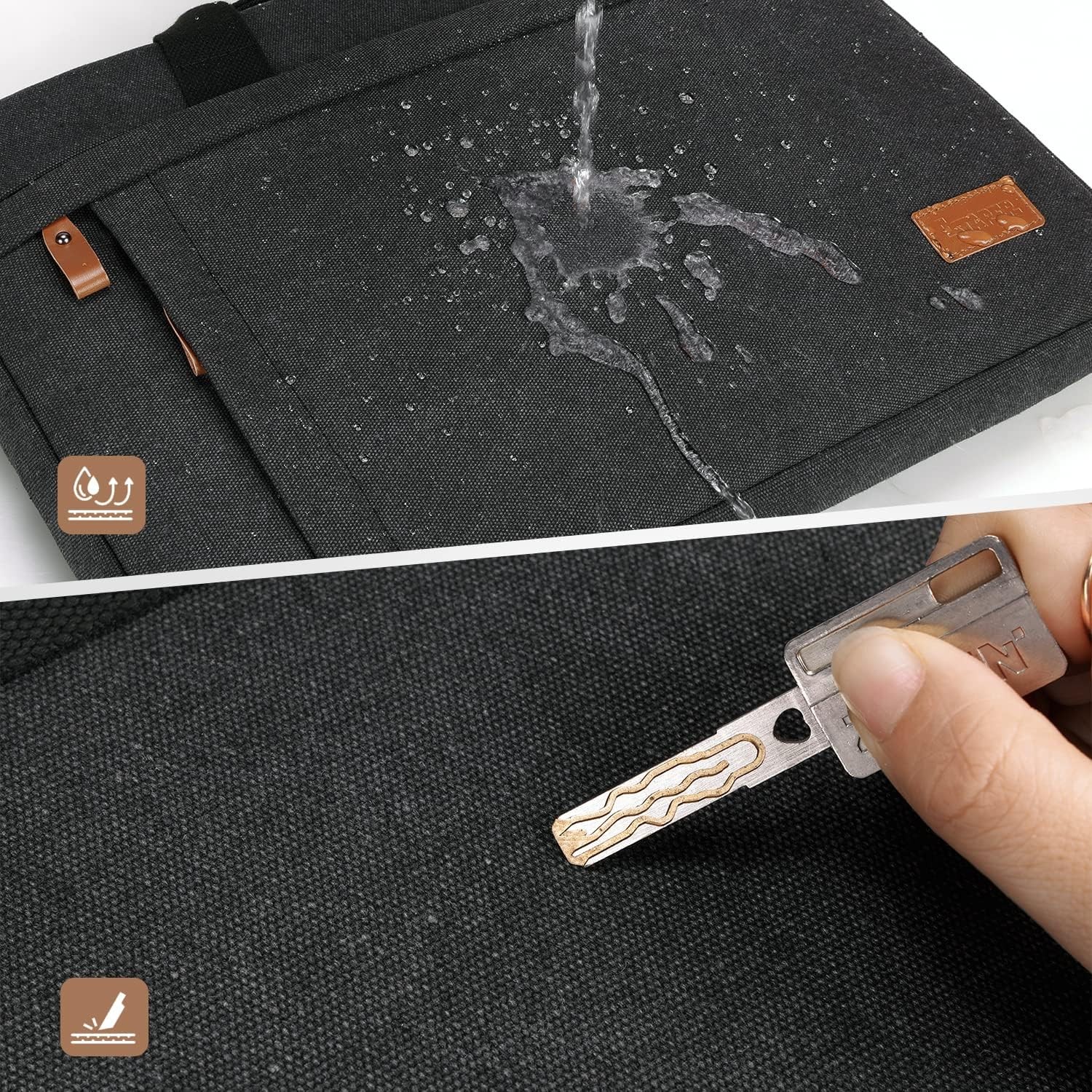 Laptop Bag 17-17.3 Inch, Water-resistant Canvas Laptop Case Slim Laptop Sleeve