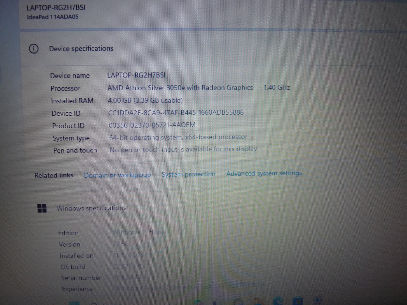 Lenovo Idea Pad 114ADA05 Laptop
