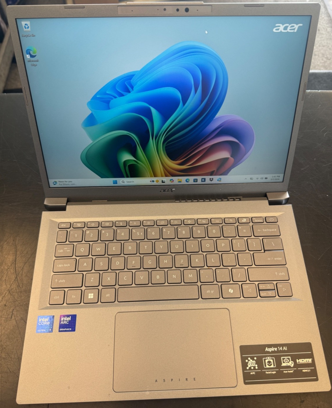 Acer Aspire 14 AI Laptop 14″ WUXGA IPS Intel Core Ultra 7 16GB RAM 1TB SSD