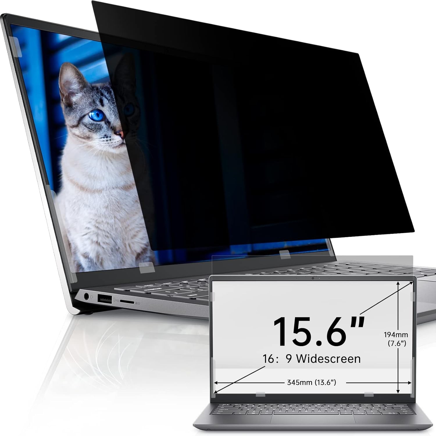 15.6 Inch Laptop Privacy Screen with Removable Anti-Glare Filter 16:9 Aspect Rat