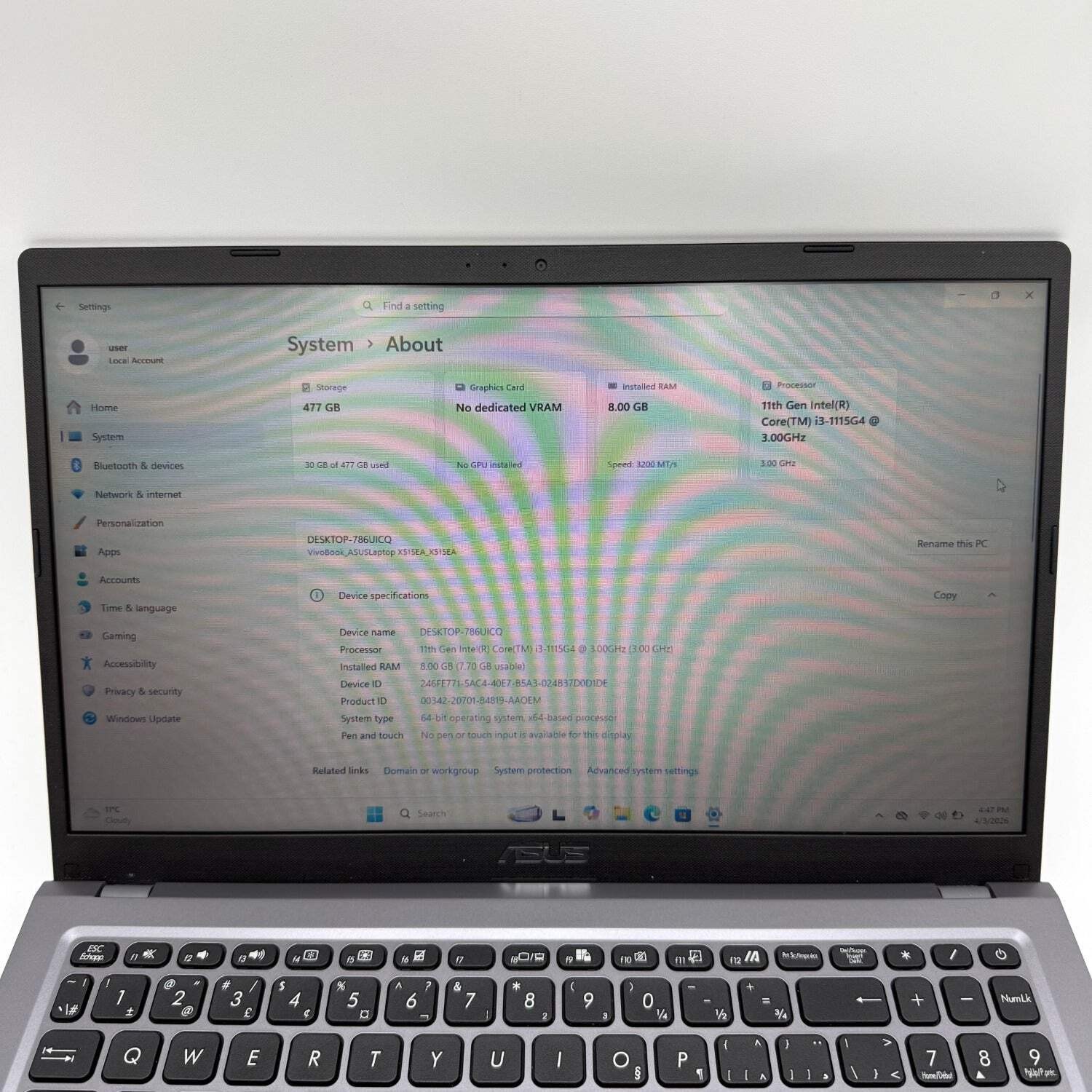 Asus Vivobook 15 X515EA-SS31-CB 15.6″ i3-1115G4 3.0GHz 8GB RAM 512GB SSD
