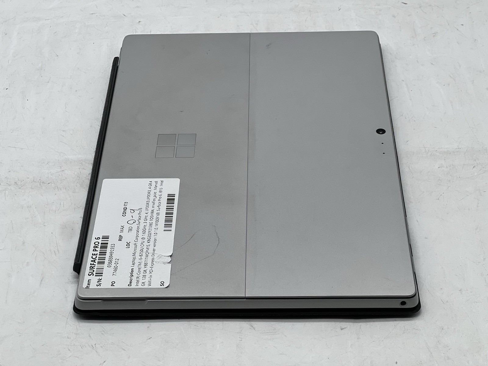 Microsoft Surface Pro 6, i5-8250U CPU, @ 1.60GHz, 8GB RAM, 128GB NVMe-No OS/AC