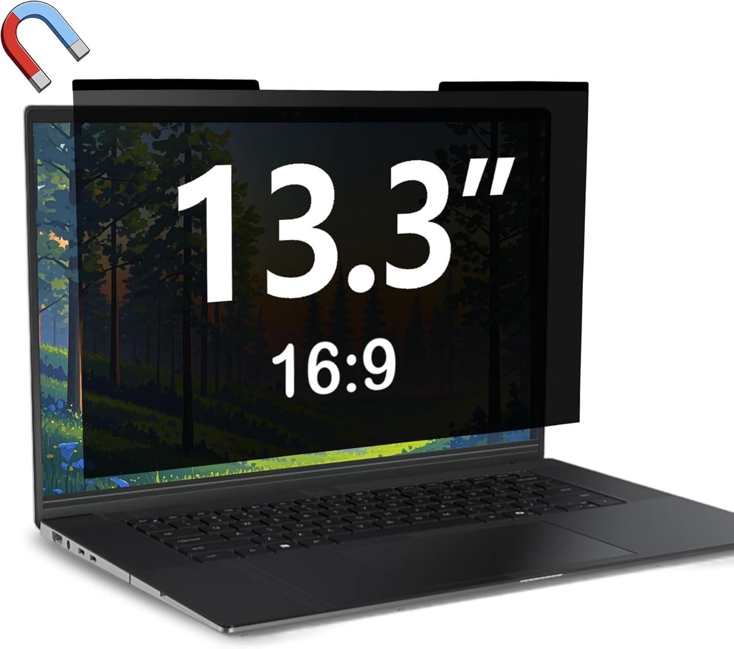 Magnetic Laptop Privacy Screen 13.3 inch for 16:9 Computer Monitor, Removable