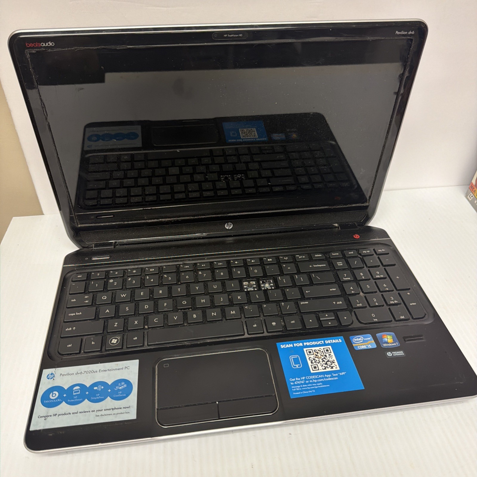 HP Pavilion dv6-7020us Widescreen Notebook Computer for parts or repair