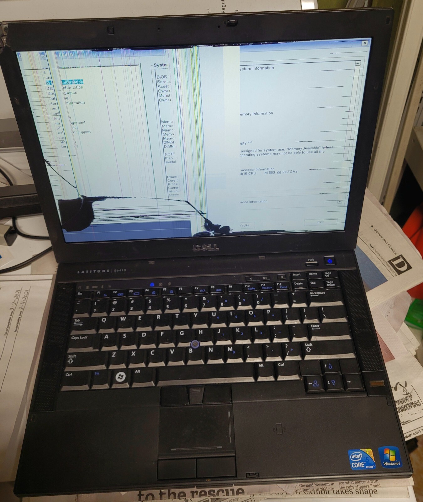 Dell Latitude E6410 Intel Core i5 N560 2.67GHz No Ram/HDD/Batt/PS For Parts Only