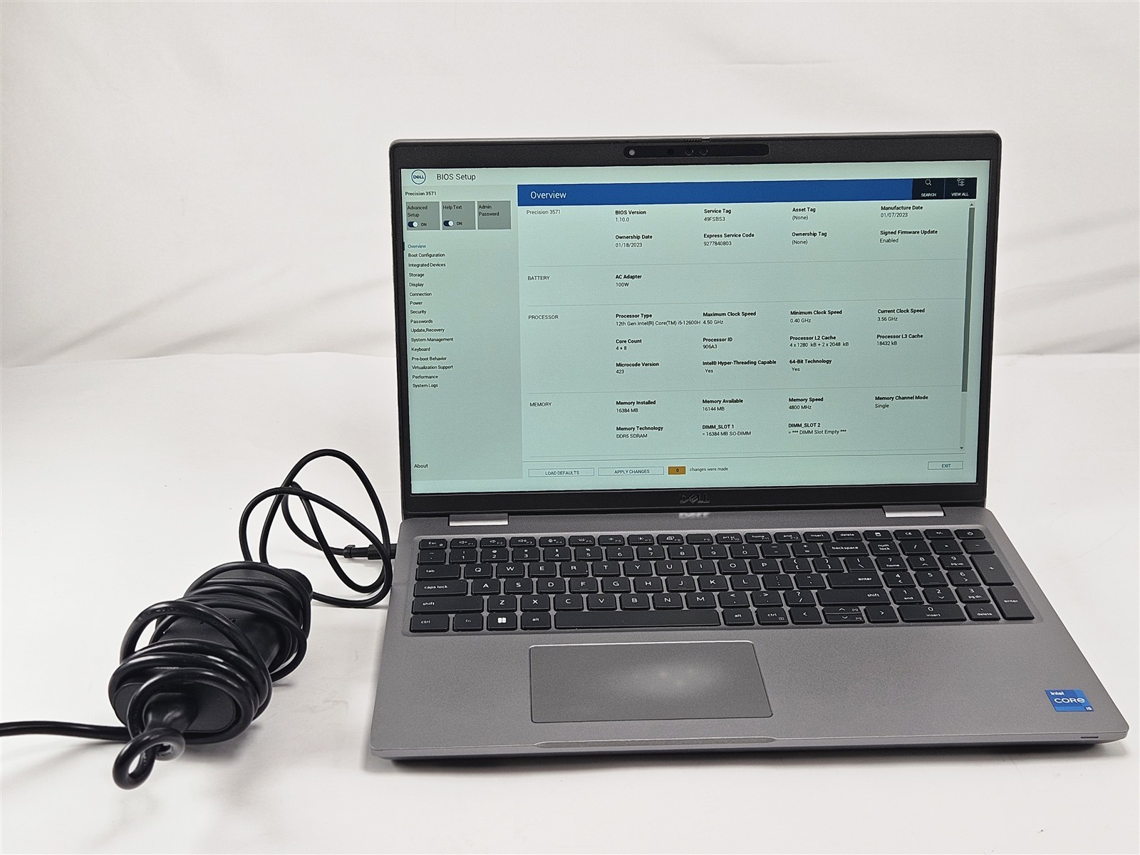 Dell 15.6″ Precision 3571 i5-12600H 16GB RAM 256GB SSD Touchscreen No OS