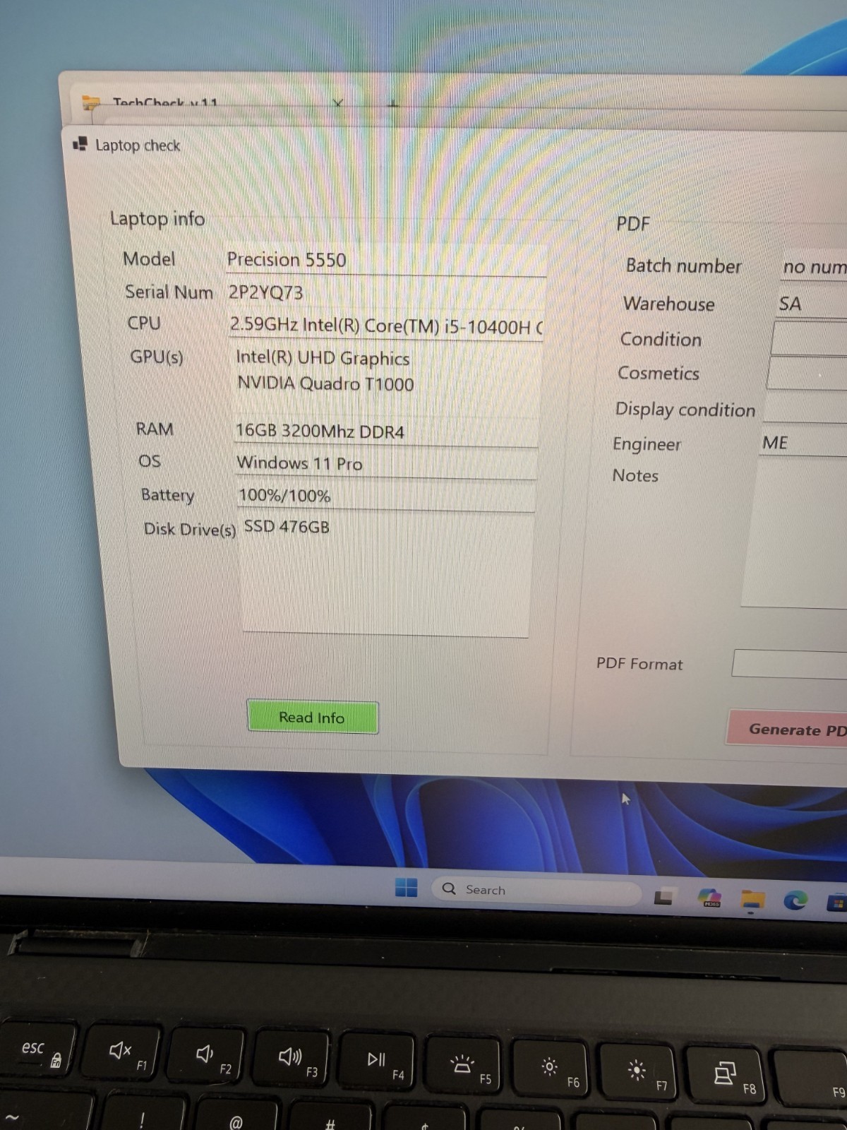 Dell Precision 5550 15.6″ i5-10400H 16GB RAM 512GB SSD Quadro T1000 Win 11 READ