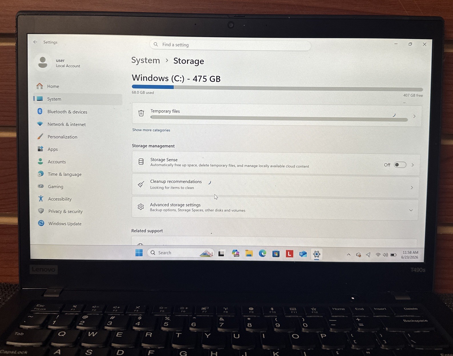 Lenovo ThinkPad T490s i7-8665U 1.9GHz 16GB 512GB NVMe 14″ W11P Laptop