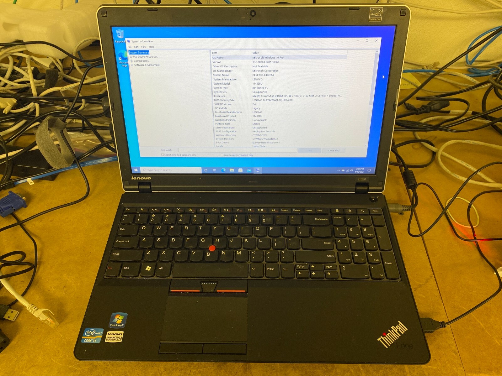15.6 Lenovo ThinkPad Edge E520, 4GB Ram, 320GB HDD, Intel i3,Win.10Pro