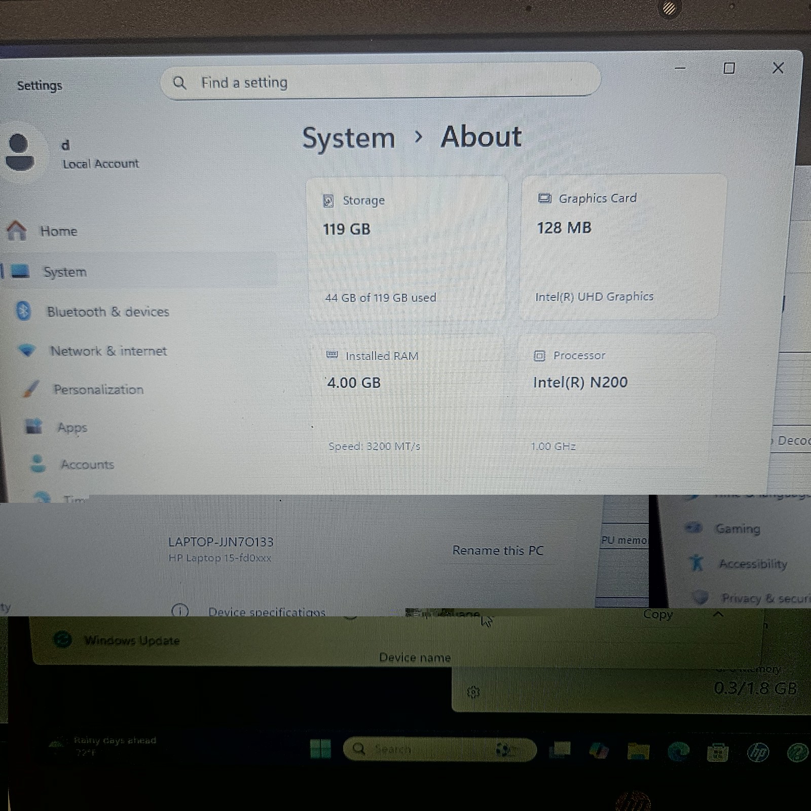 HP 15-fd0xxx 15.6″ Laptop Intel N200 4-Core 4GB RAM 128GB SSD
