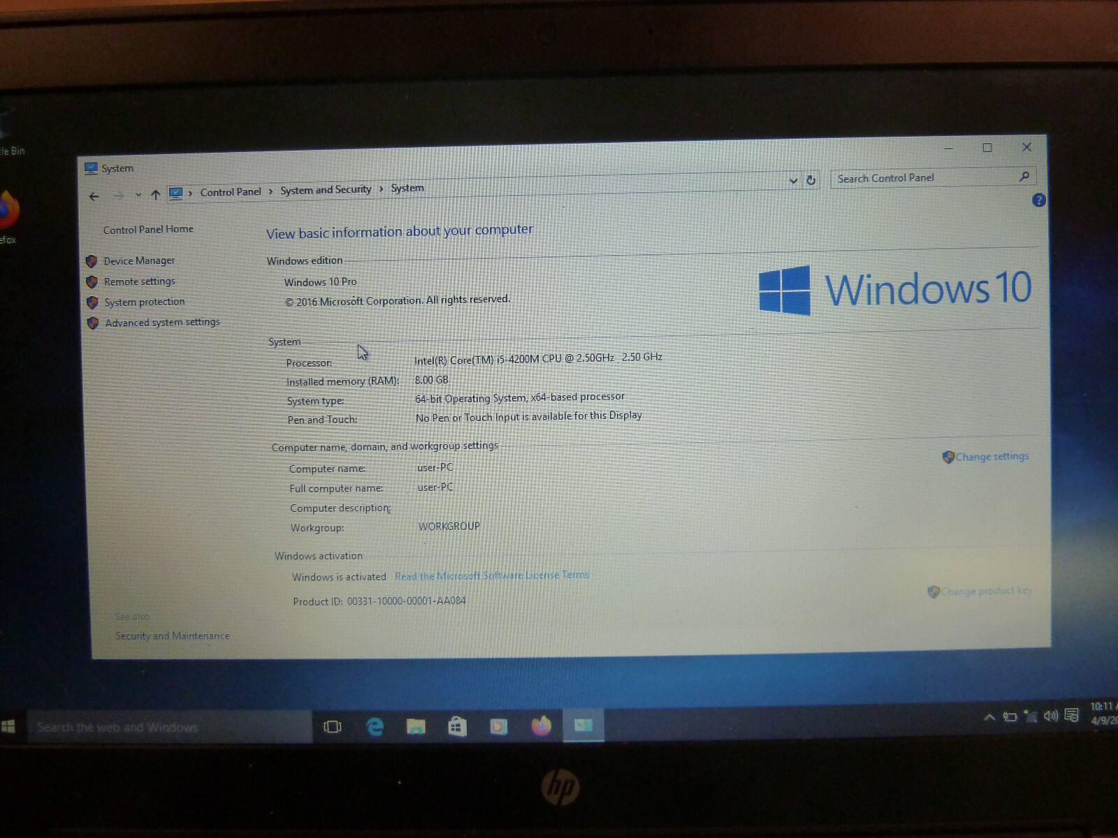HP Probook 640 8GB, Intel i5, 2.5GHz, 250GB HDD, 14.1 inch Laptop Windows 10