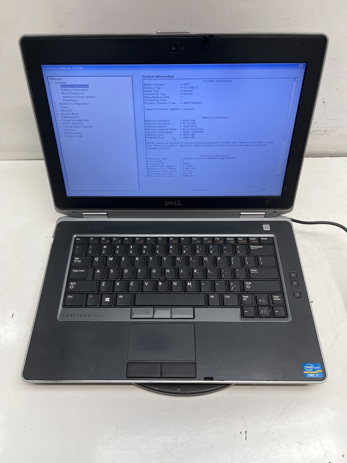 Dell latitude E6430 Intel Core i7-3540M 3.00GHz 8GB NO HDD