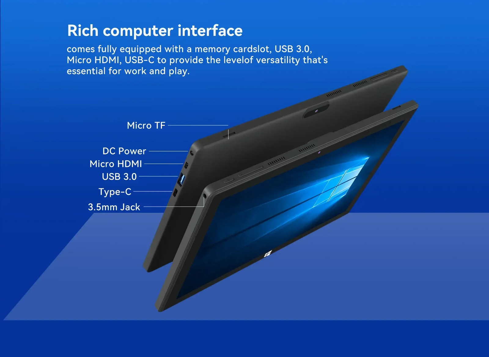 10.1″ 2-in-1 Laptop Tablet PC Win 11 8GB 128GB Intel N4120