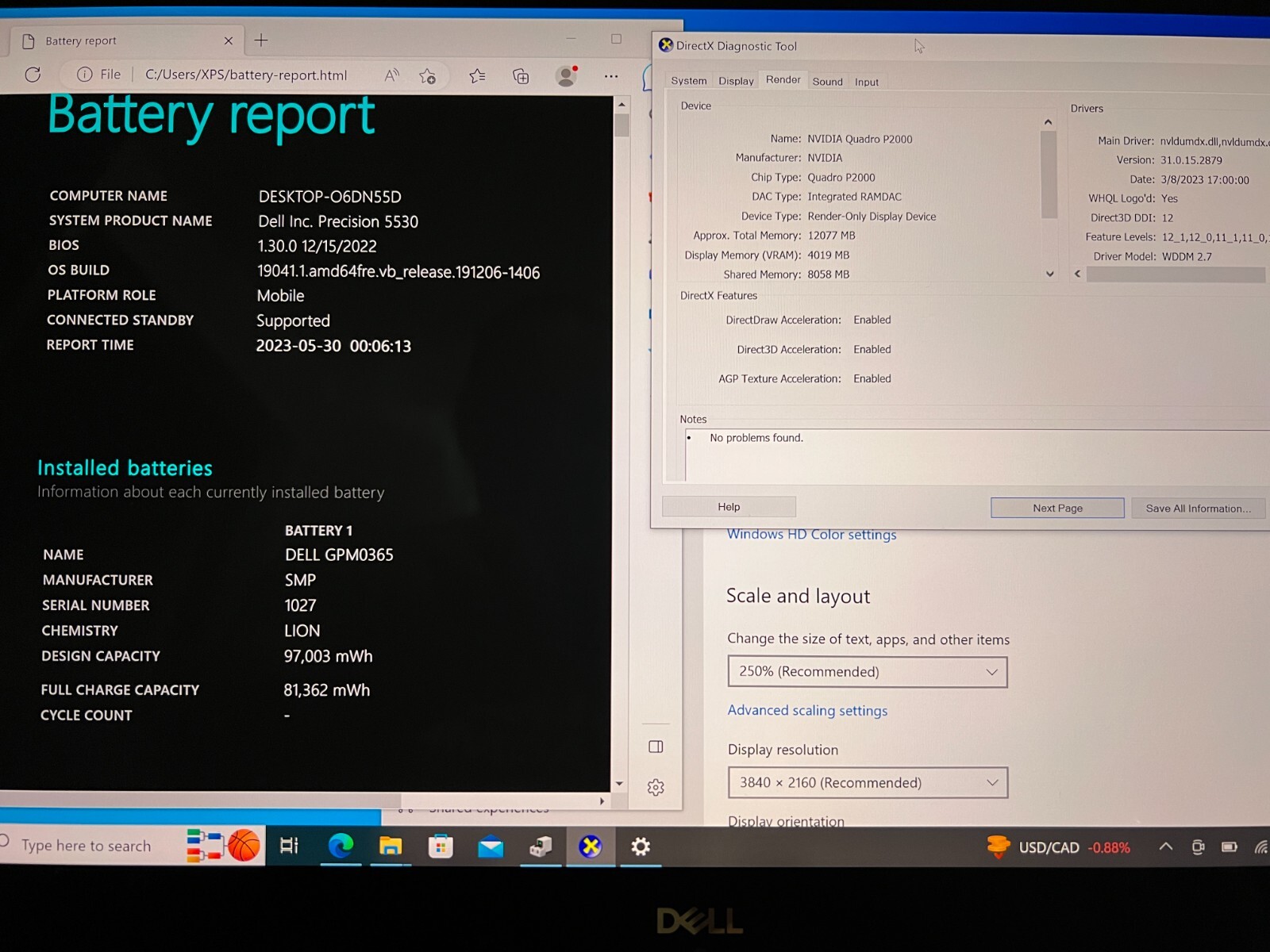 Dell PRECISION 5530 15.6″ UHD XEON E-2176M 512Gb SSD 16GB Quadro P2000