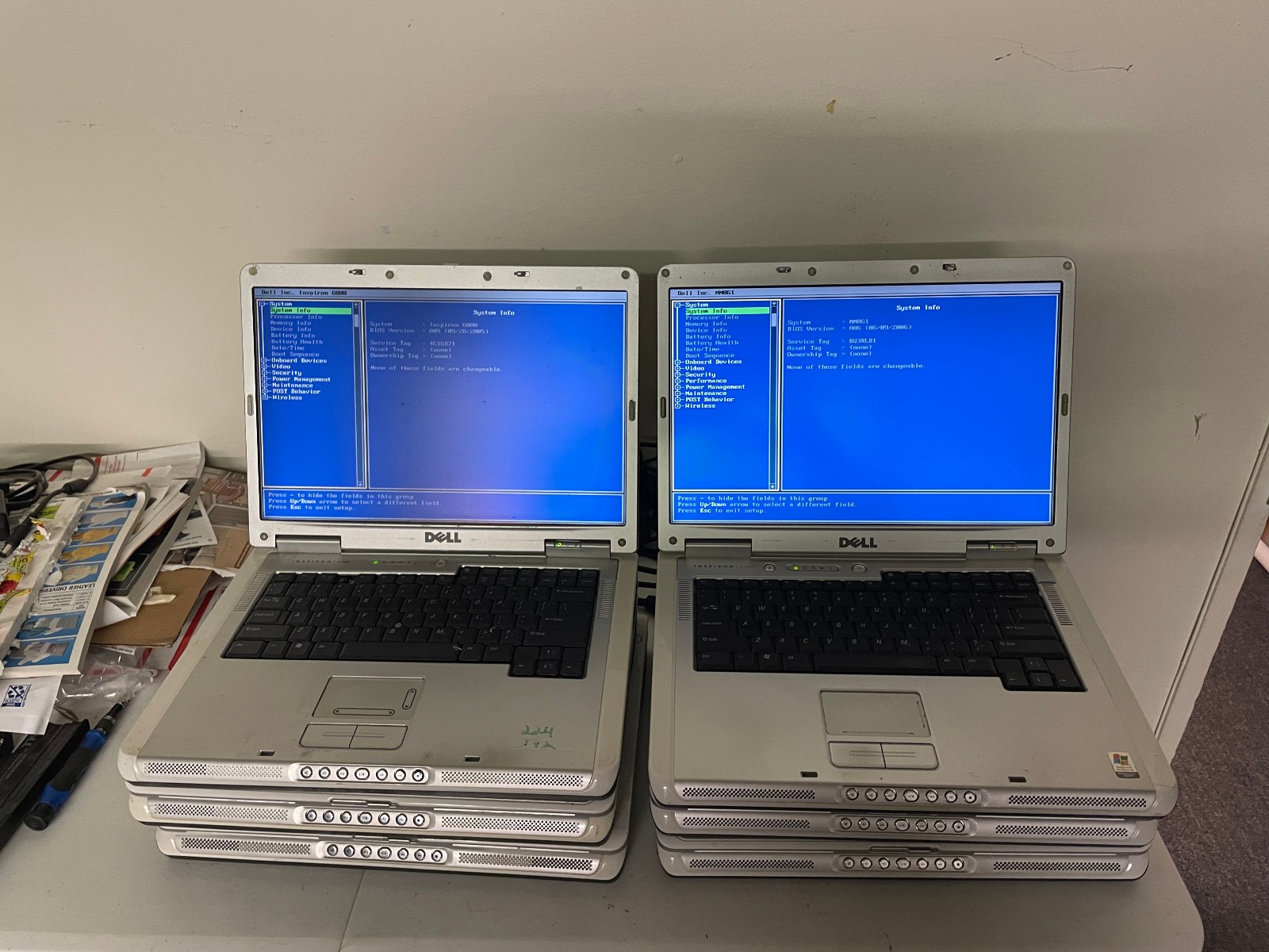 Lot of 6 Dell – 3 Inspiron E1505, 3 Inspiron 6000 NO HDD have RAM Wholesale lot