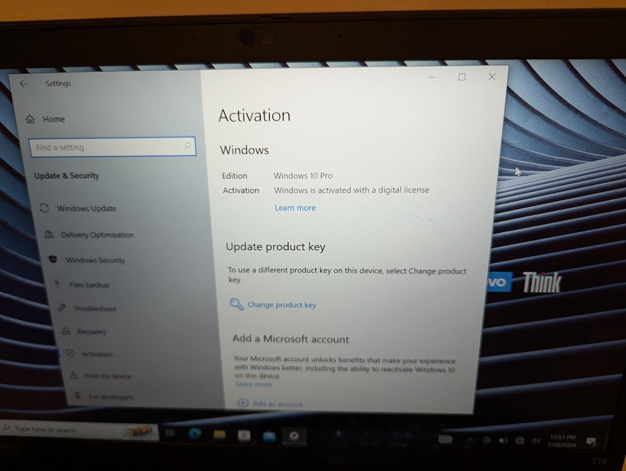 Lenovo T14 G1 i7-10610U 48GB RAM/500 GB SSD – Win 10 Pro TOUCHSCREEN Dec 24 WTY