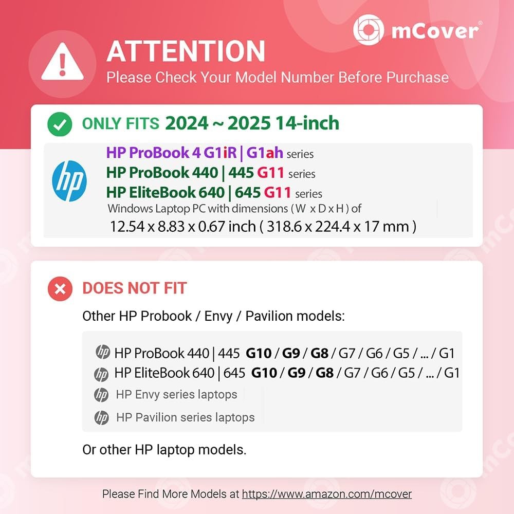 Black Case for 2024-2025 14″ HP ProBook 440/445 G11 Series Notebooks Only