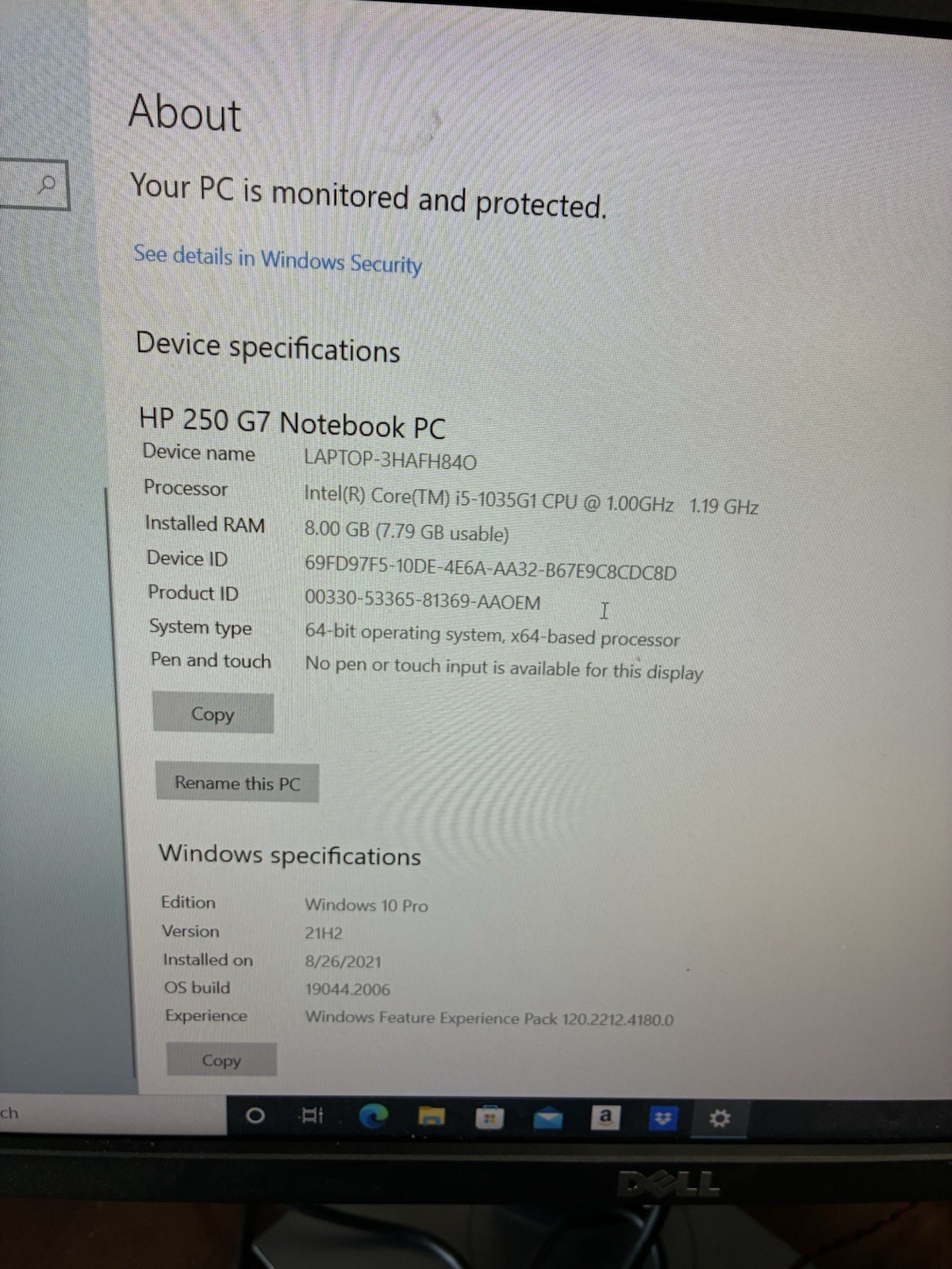 *Read* HP 250 G7 Laptop 15.6″ LCD i5-1035G1 8GB RAM 256GB NVME m.2 Win 10 Pro