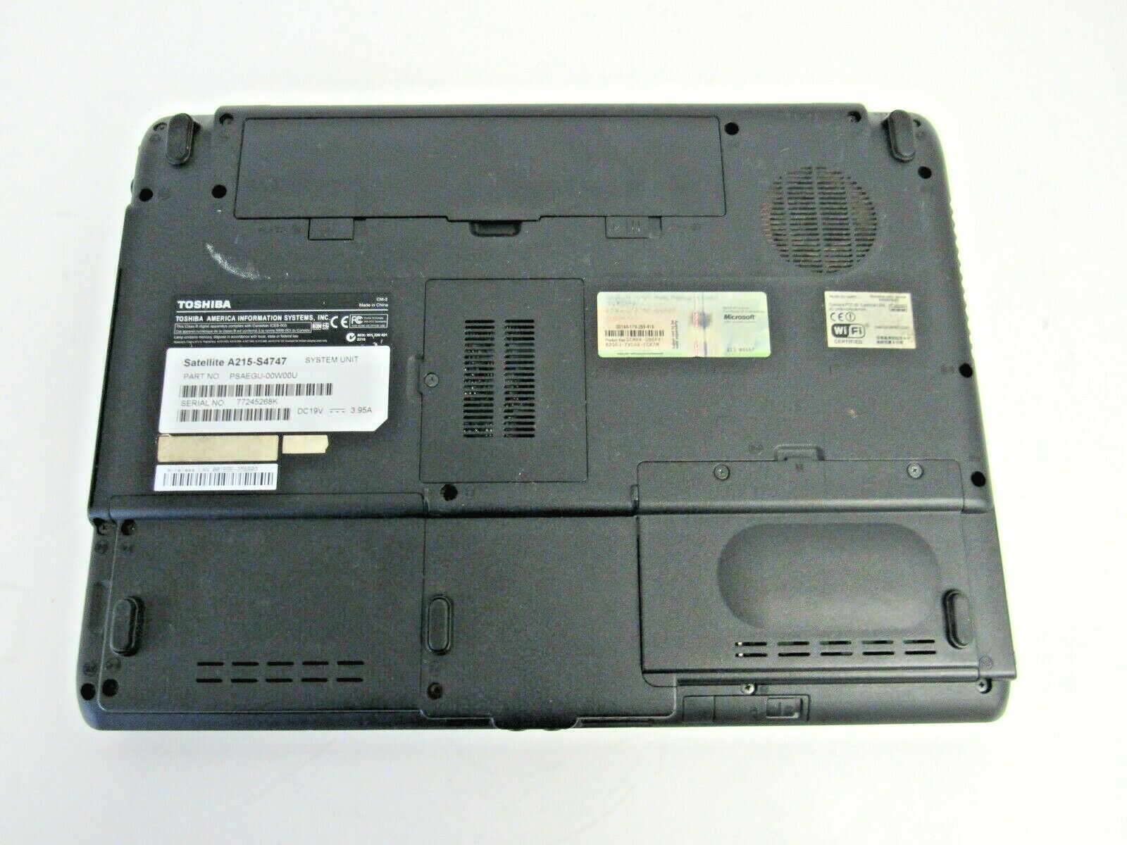 Toshiba Satellite A215-S4747 AMD Turion 2GB RAM No HDD Not Tested AS IS 28-5