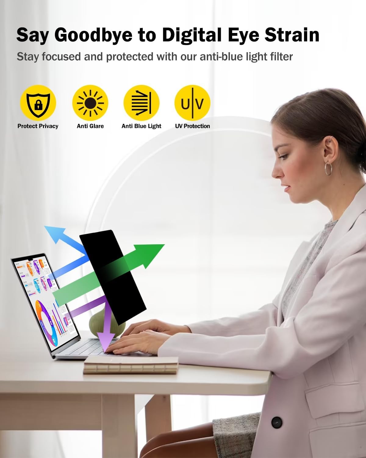 16 Inch 16:10 Anti Glare & Anti Peeping 360° Laptop Privacy Screen Protector