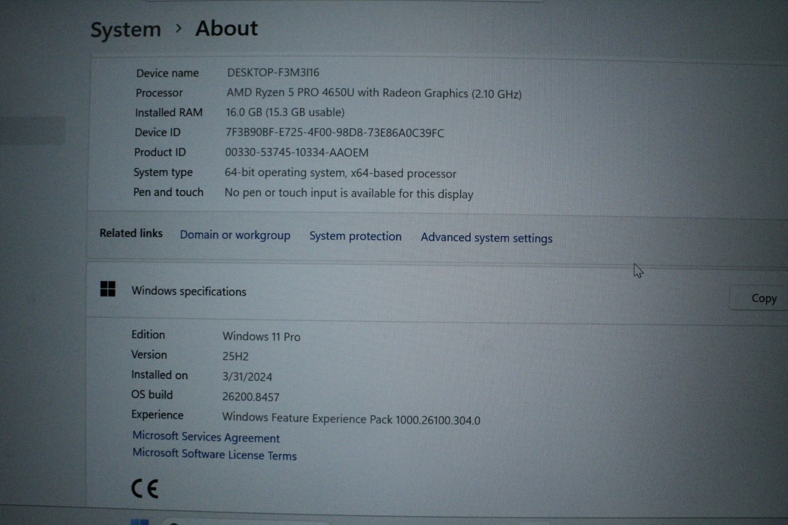 HP ELITEBOOK 845 G7 AMD RYZEN 5 PRO 4650U 16GB Ram 240GB SSD FHD Win11 Pro