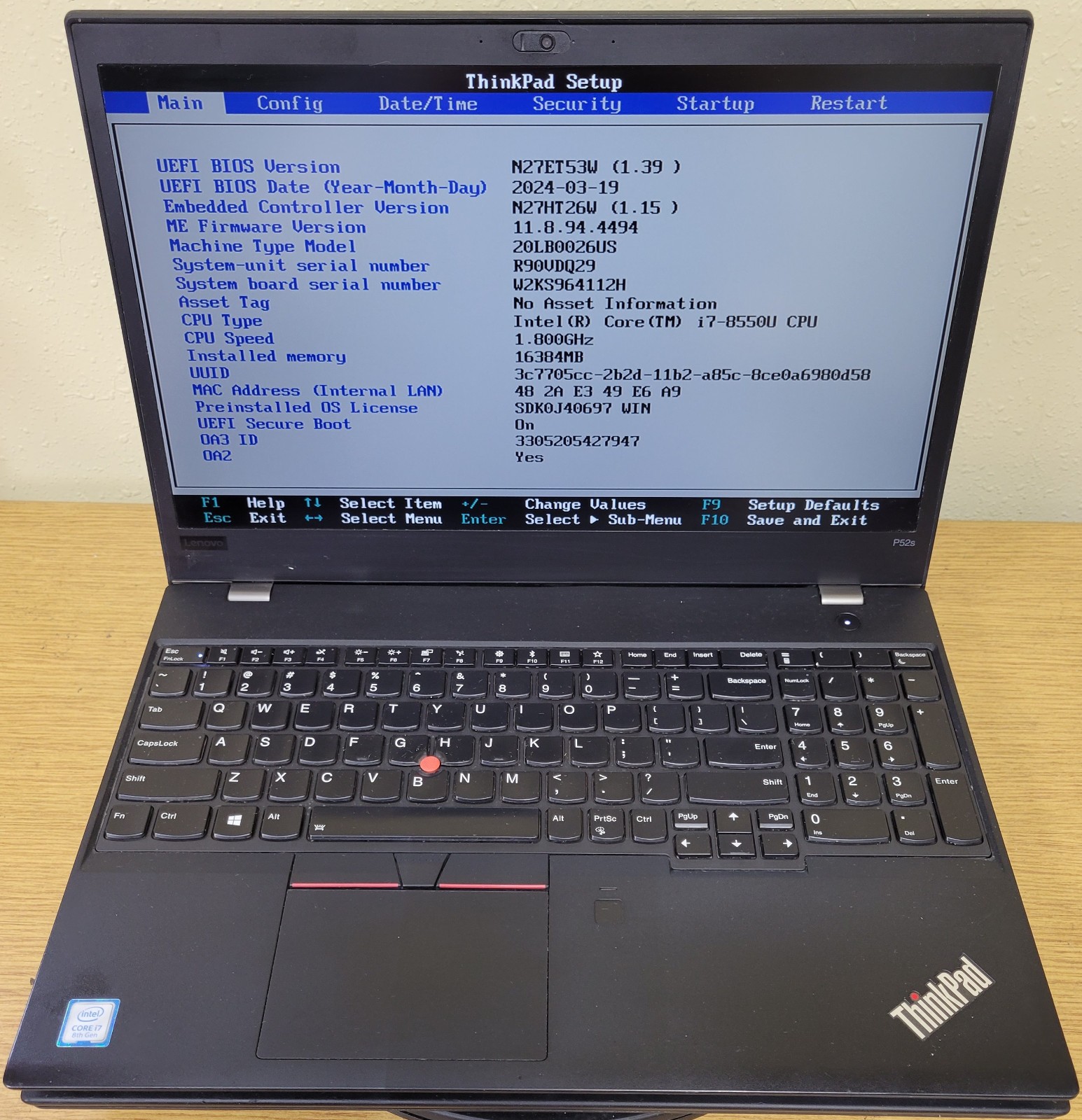 (Lot of 2) Lenovo ThinkPad P52s i7-8550U 1.80GHz 16GB DDR4 No OS/SSD/HDD