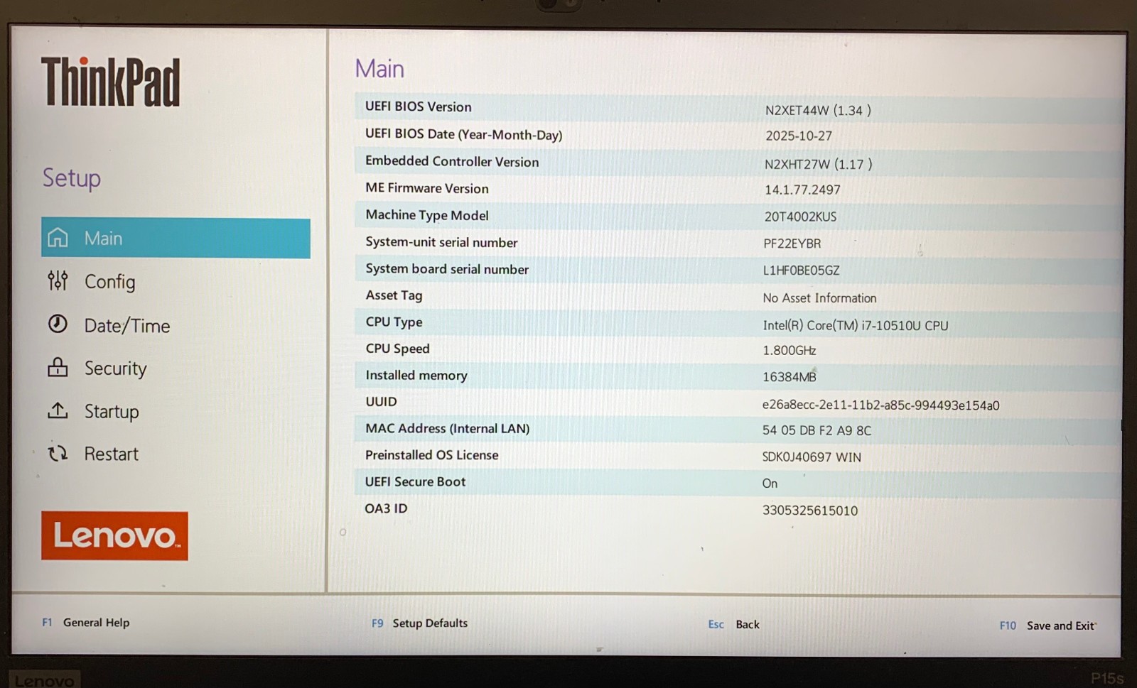 Lenovo ThinkPad P15s Gen 1 15.6″ Touch Laptop i7-10510U 16GB, 256GB NVMe, As Is