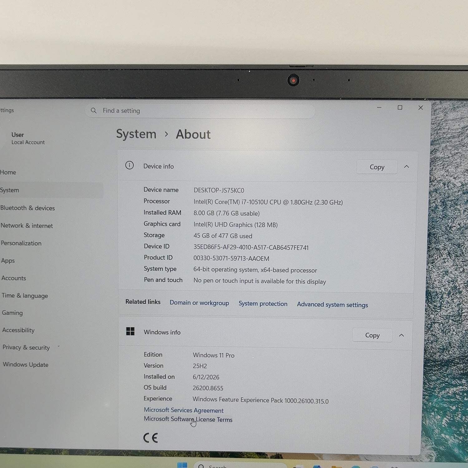 Lenovo ThinkPad T15 Gen 1 16IAH7 15.6″ i7-10510U 2.3GHz 8GB RAM 512GB SSD