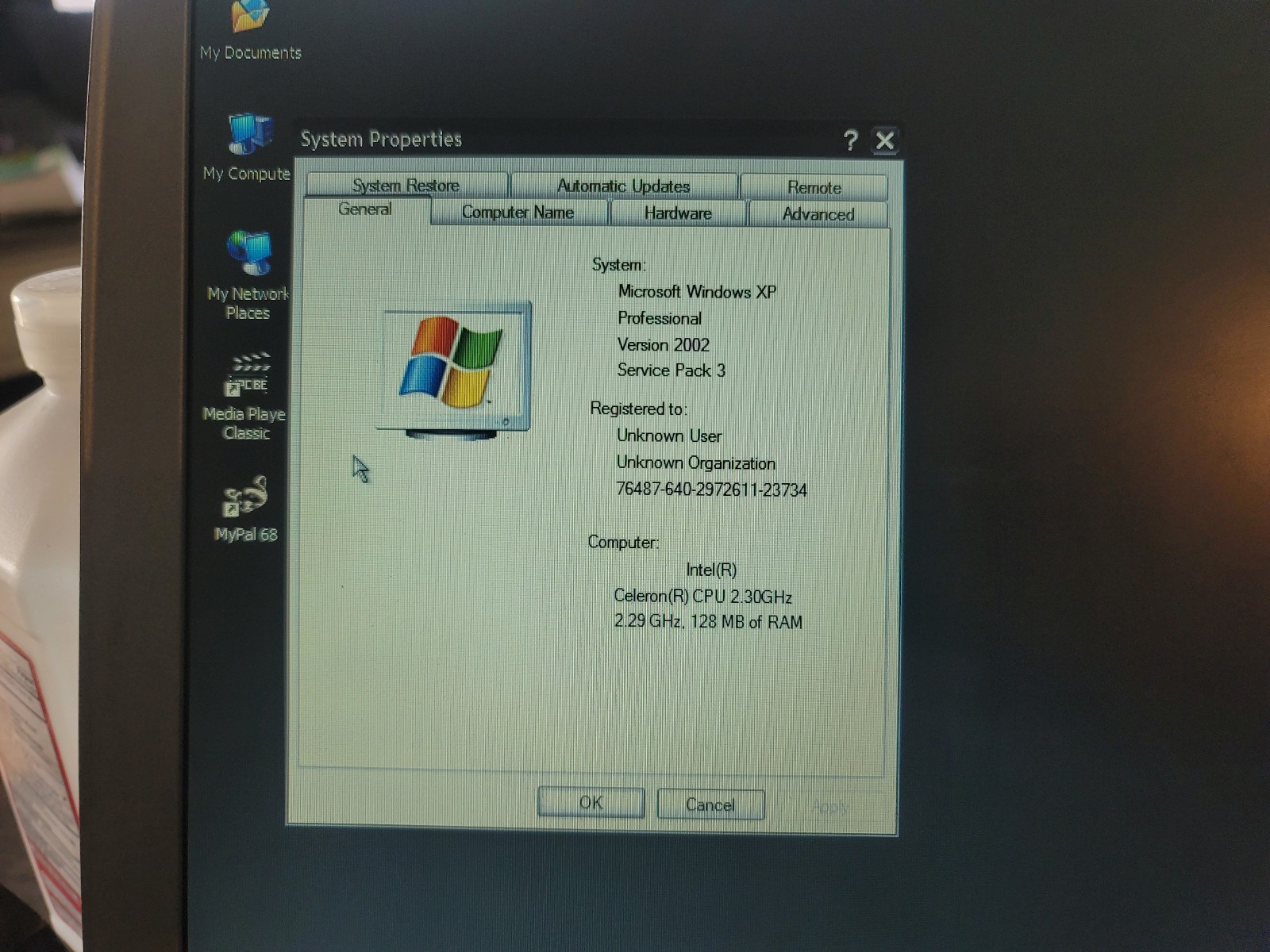 DELL INSPIRION 1100 INTEL CELERON CPU 2.30Ghz 128 MB RAM 32MB VIDEO WINXP