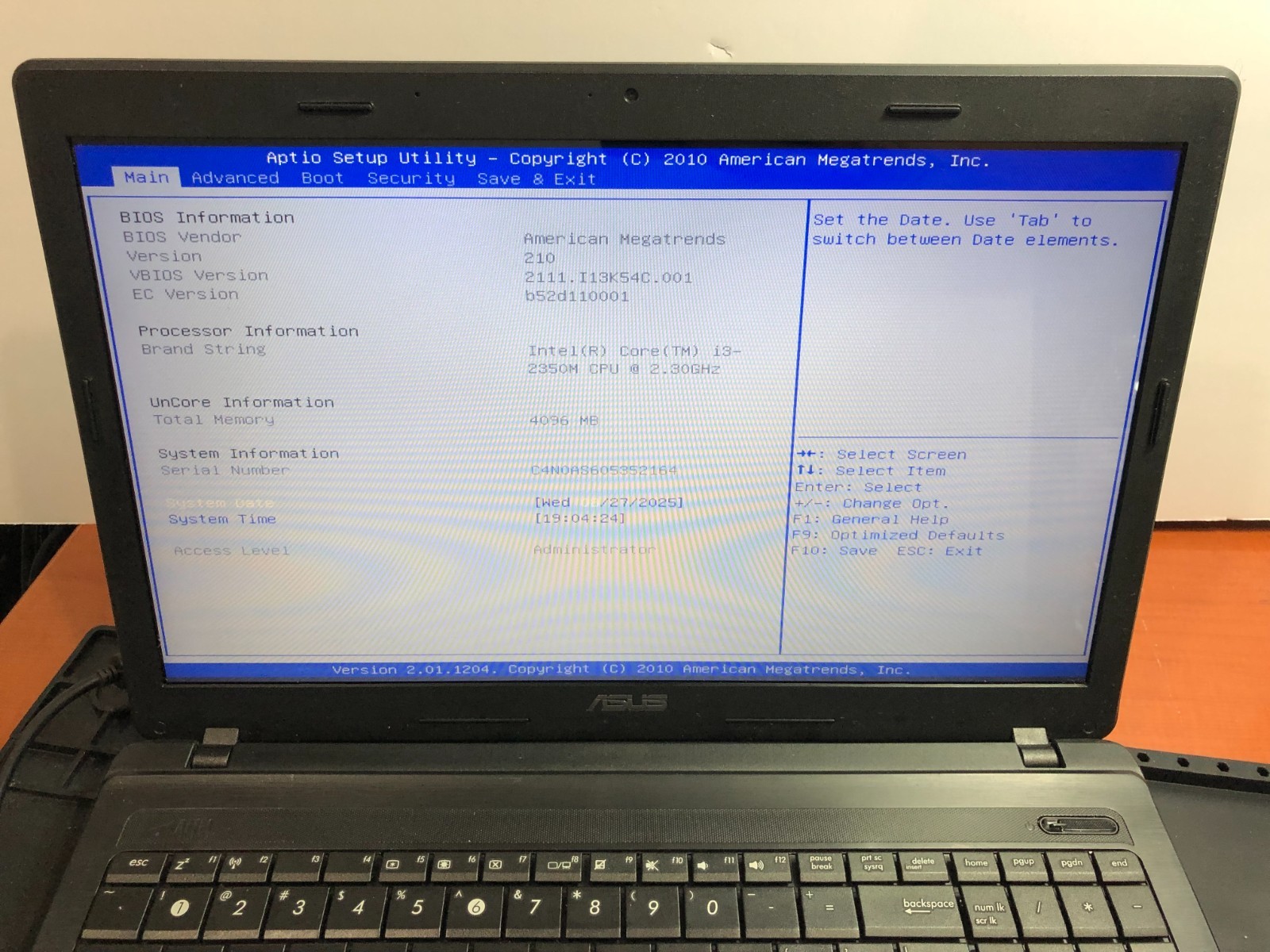 Asus K54C-5KSX 15.6″ Laptop, Intel i3-2350M, 4GB DDR3, No HDD, No OS, Used