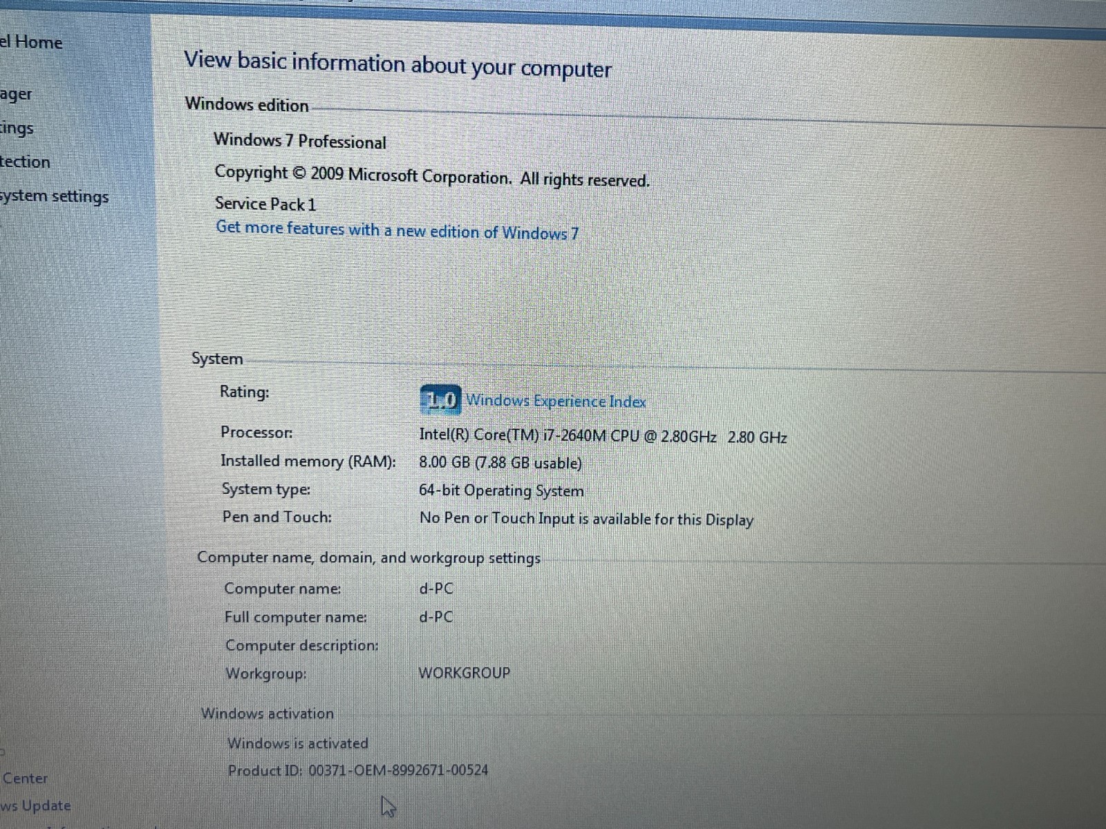 Dell Latitude E6220 12.5″ Windows 7 Pro Laptop i7 CPU 8GB 128GB SSD Webcam HDMI
