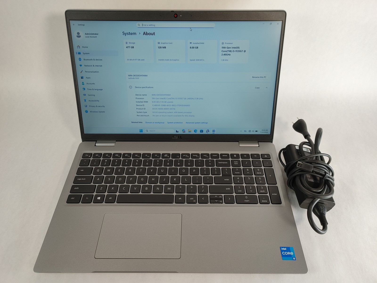 Dell Latitude 5520 Core i5-1135G7 2.40 GHz 8 GB DDR4 512 GB NVMe Windows 11 Pro