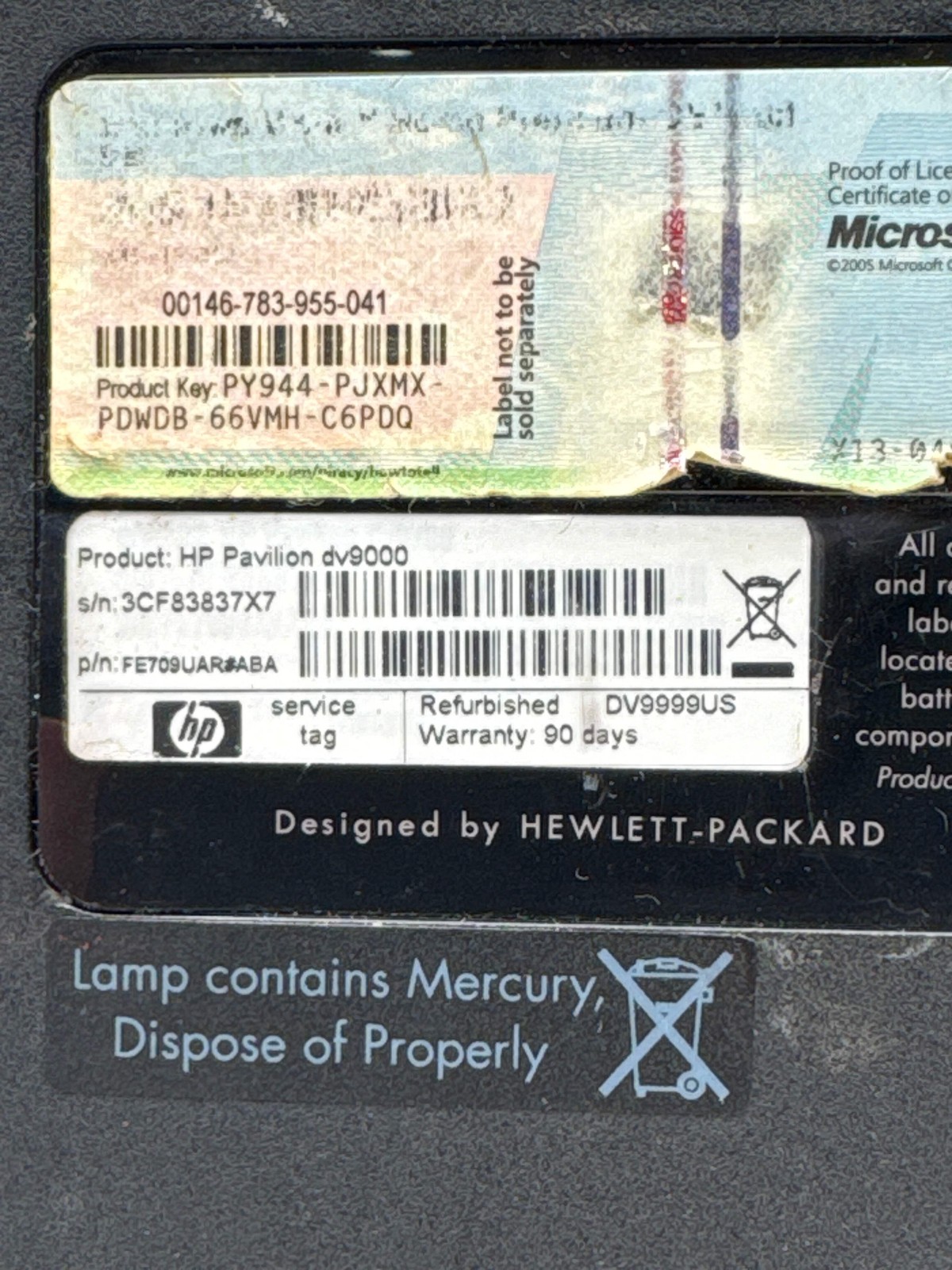 HP Pavilion dv9000 17″ Laptop AMD Turion X2 Windows Vista – For Parts