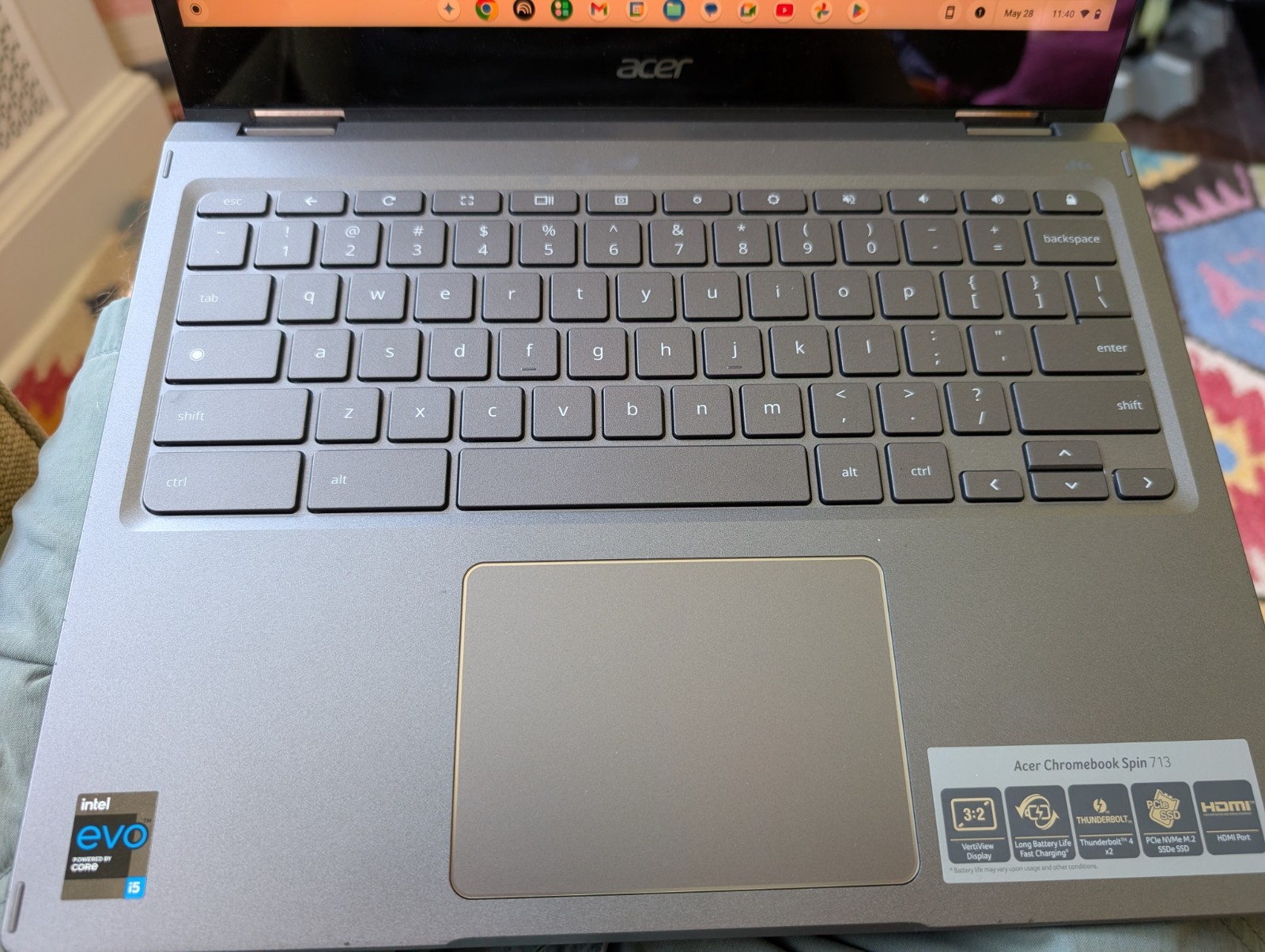 Acer Chromebook Spin 713 CP713-3W Intel i5-1135G7 Touch Used As Shown Free Ship