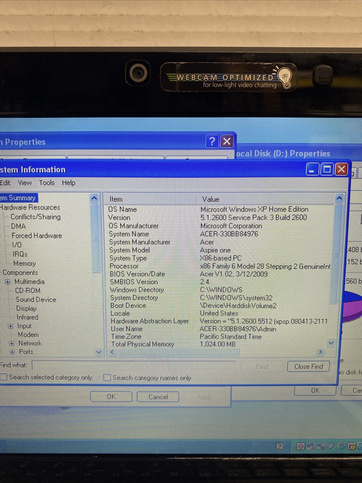 Acer Aspire One KAV60 10″ Netbook Black Intel Atom 1.6GHz 160GB HDD Windows XP