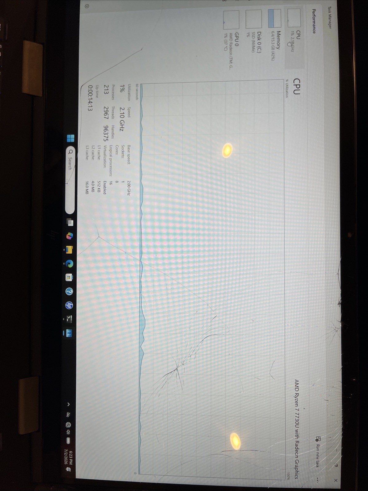 WORKS! HP Envy x360 15.6″ Ryzen 7 7730U 16GB RAM 512GB SSD Laptop. READ!