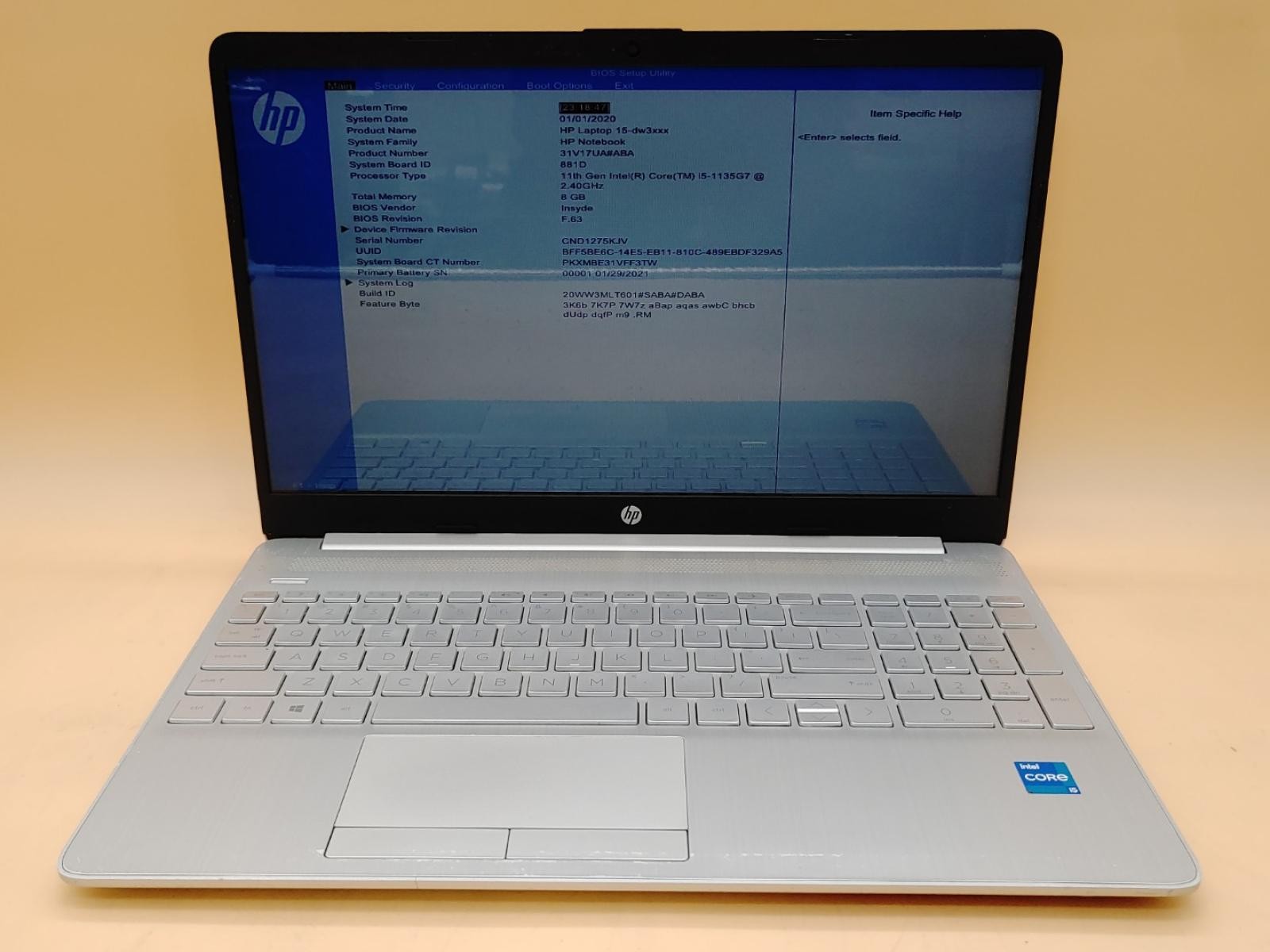 HP Laptop 15-dw3125od 15.6″ Intel i5-1135G7 8GB 512GB *NO OS/NO AC* (D Grade)