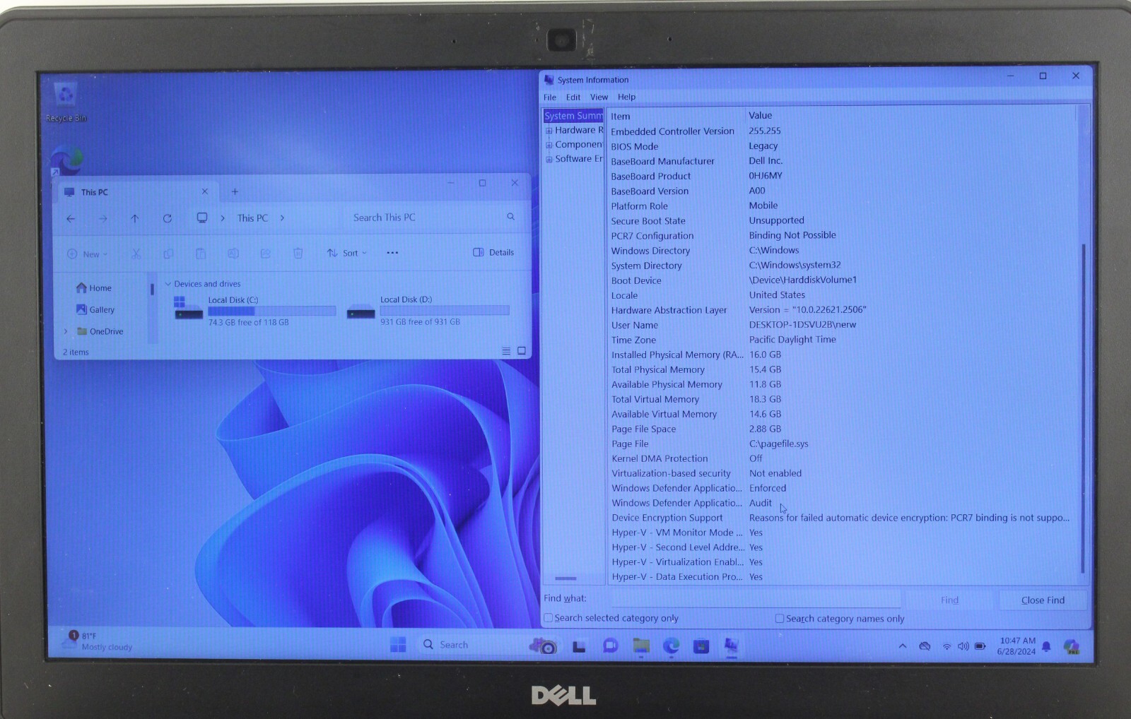 Dell inspiron 15-5576 16GB 2.6GHz AMD A10-9630P 1.1TB SSD Radeon RX560; 6121509