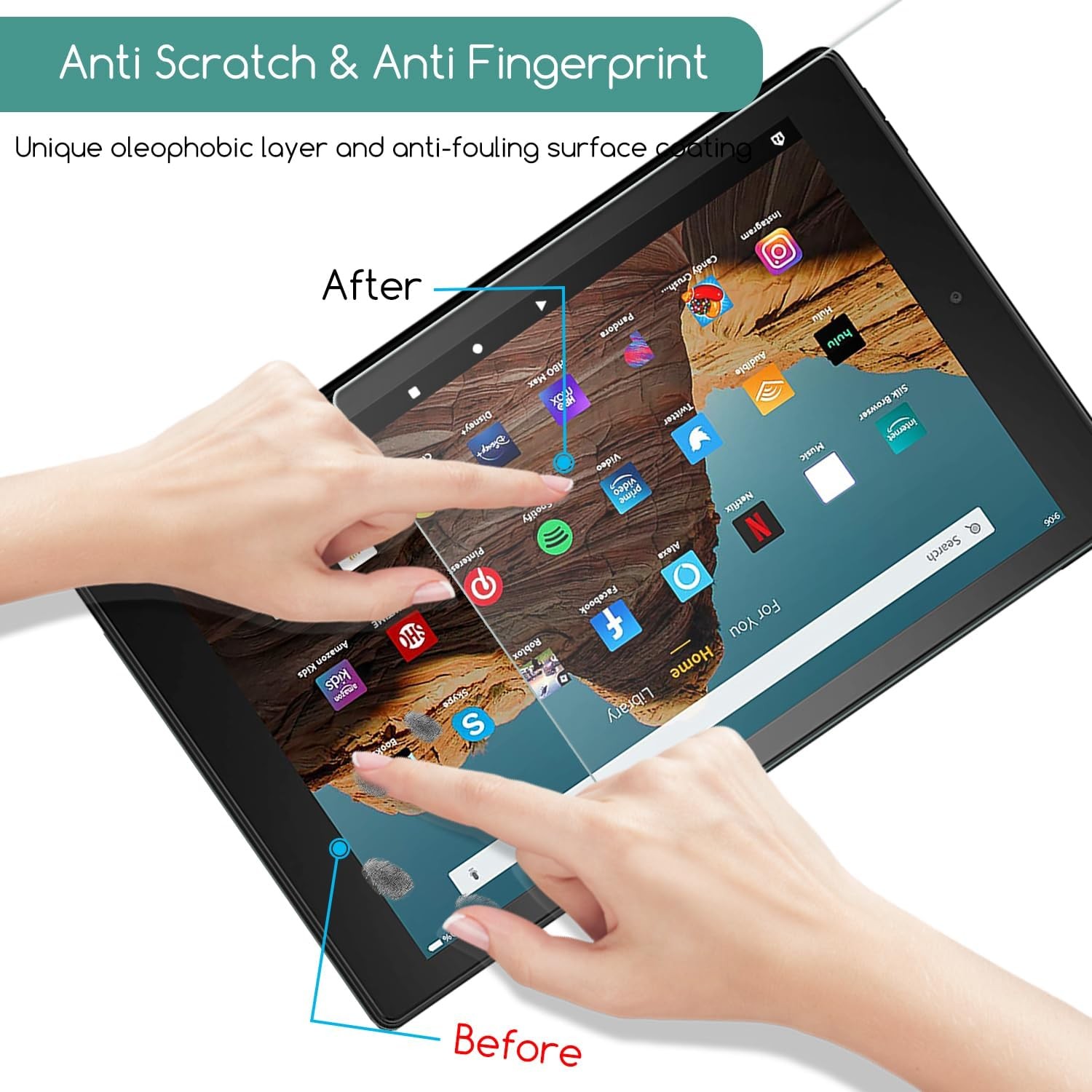 Tempered Glass Screen Protector for Amazon Fire HD 10 Tablet 10.1″ (7th / 9th Ge